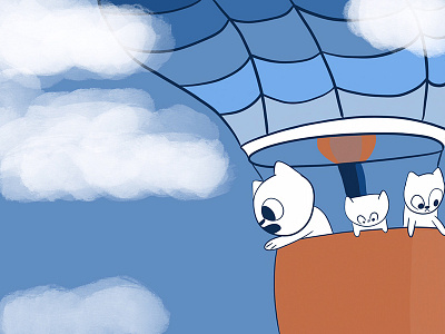 Riding inside a Hot Air Balloon. 100catsdoingthings cat cat drawing cat illustration hot air balloon kitty kitty illustration