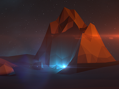 Glimmer blue desert fantasy flare glimmer landscape lowpoly orange poly sunset