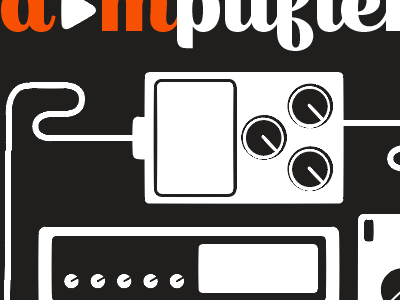 Amplifiers 2d black and white illustration koozies