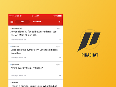 PikaChat logo pikachat pokemon chat screen