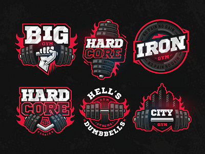 GYM logo templates dumbbell gym hardcore iron logo zerographics