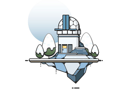 The Observatory building illustration island observatory snow space telescope