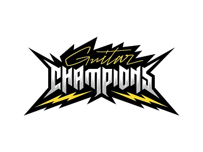 Guitar Champions 1 bolt custom electric guitar lettering logo metal rock script type typography