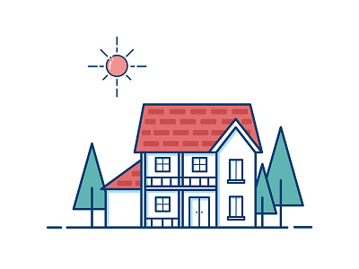 The red roofs. buildings design house illustrations red roofs villa