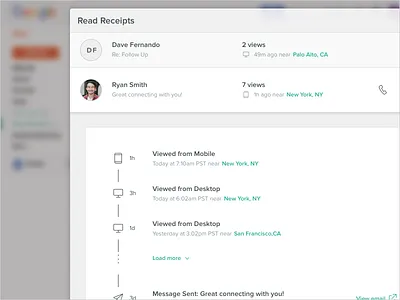 Read Receipts For Chrome activity timeline email gmail list outlook product design timeline user experience