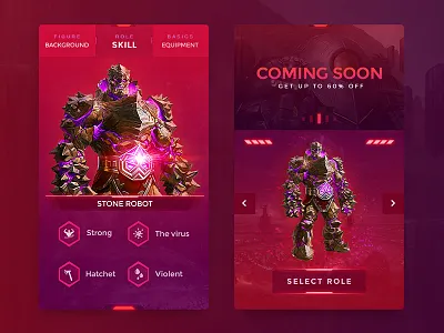 Game APP - stone robot app game red science fiction ui