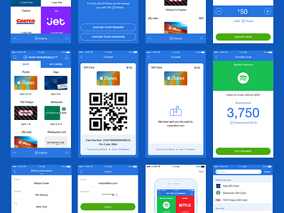 Dlyte - Screens Overview cards colorful dlyte exhange gift cards gifts retail retail app rewards spotify premium strv strvcom