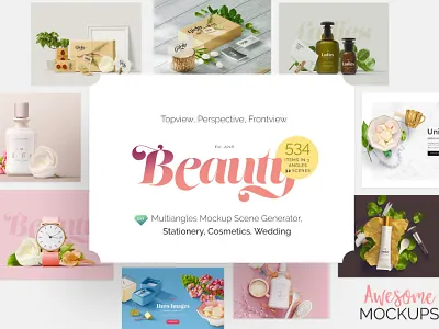 Beauty: Cosmetics, Stationery, Wedding diy mockup download free freebie landing mockup page psd scene creator scene generator text effects ui