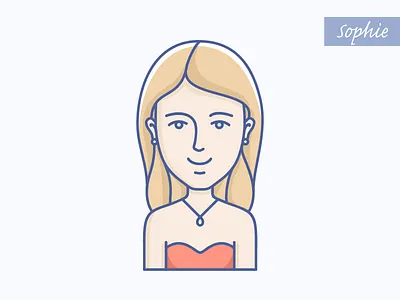 Sophie avatar character character design design face girl illustration illustrator line linear vector