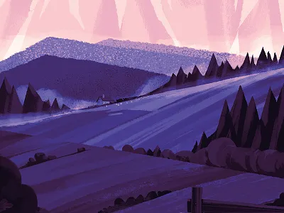 Rolling Hills geometry illustration landscape mountains purple scenery