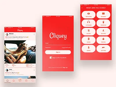 Cliquey - Activity driven social media app for iPhone activity app cliquey ios iphone minimal snap social socialmedia