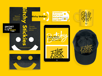 Bitchy Stickies branding identity lettering type