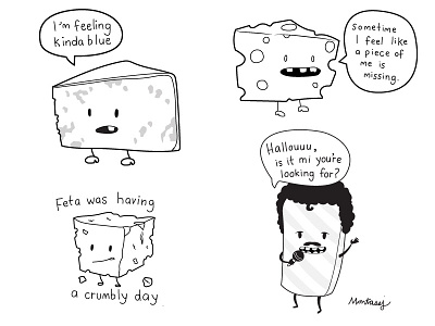 Cheeses blue character cheese cute feta funny pun puns silly swiss