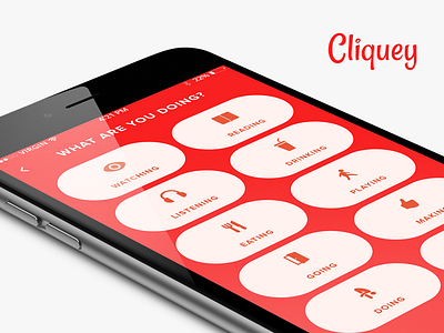 Cliquey - Activity driven social media app for iPhone activity app cliquey ios iphone minimal snap social socialmedia