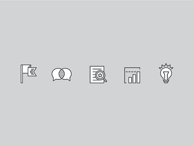 Core Values Icons embrace change flag icon icons illustration light bulb magnifying glass set the bar speech bubble vector work together