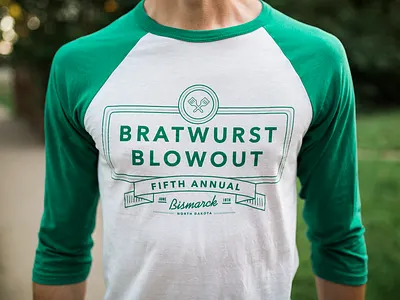 5th Annual Bratwurst Blowout bismarck branding celebrate coschedule design grill summertime tshirt typography