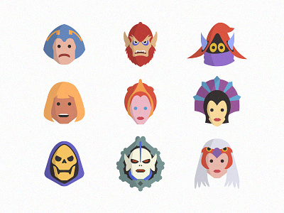 He-Man & Gang characters emoji flat he man icon masters of the universe skeletor stickers