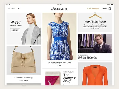 Home app ecommerce fashion ipad mobile ui
