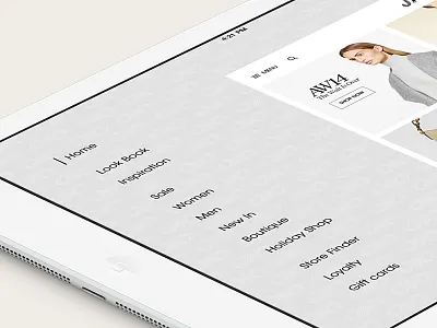 Nav app ecommerce fashion ipad mobile ui
