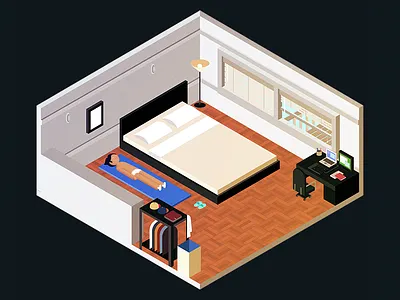 Morning Yoga 3d design illustration isometric photoshop room