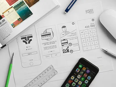 Freedom Finance App app finance iphone mobile pencil progress prototype prototyping sketch sketching ui wireframe