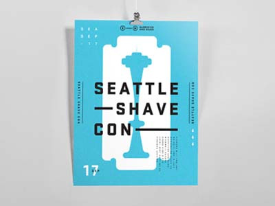 Seattle Shave Con. barristerandmann design event poster poster razor seattle shave space needle type