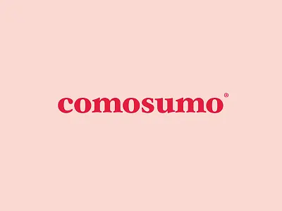 Comosumo badge brand icon identity illustration logo minimal pink red simple type typography