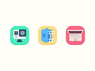 Video Making iCons dailyui gopro icons illustration laptop mac photo video webdesign youtube