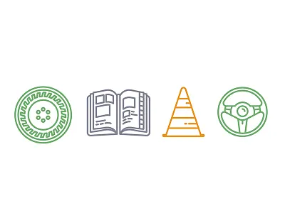 Driving drive icon license school vector