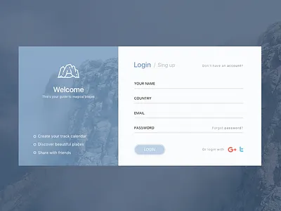 Login board login sing up ui ux web design