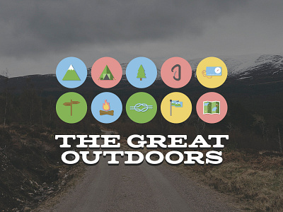 Hiking Icons campfire colour compass hiking icon karabiner lifestyle navigation outdoors rope signpost