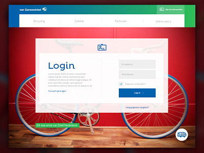 Login page - van gansewinkel clean colors flat layout login web