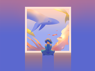 Underwater Dream aquatic character digital painting fish illustration ocean photoshop sea squid whale