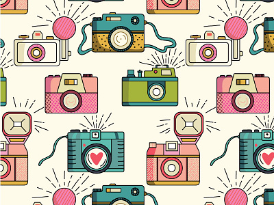 Photo Cameras pattern camera digital doodle patter photo photographer seamless vector