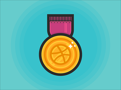 Hello Dribbble, Go for Gold! debut dribbble gold gold medal heavy stroke icon illustration medal pink