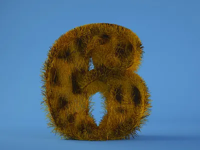 6 36 days of type 6 c4d cat cinema 4d color fur geometric isometric leopard number six