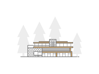 Modernist house 02 architecture building glass house illustration modernism vector