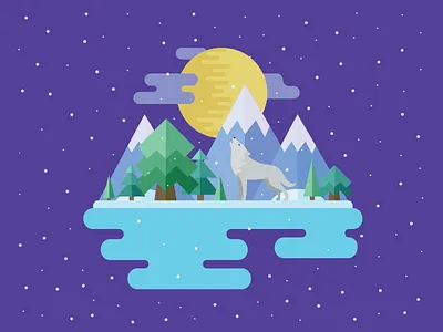 Winter Nights design flat illustration snow winter