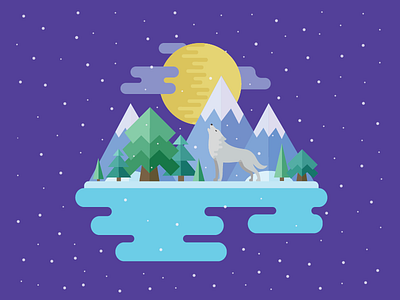 Winter Nights design flat illustration snow winter