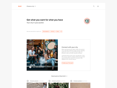 Bunz Home Page bunz home page landing page madeintoronto minimal ui ux web app