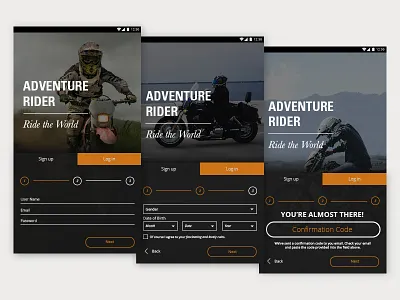 Adventure Rider Sign Up adv rider adventure daily ui dirt bike enduro mobile motorcycle sign up touring ui web