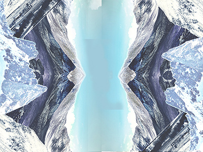 Reflective mixed media mountains texture