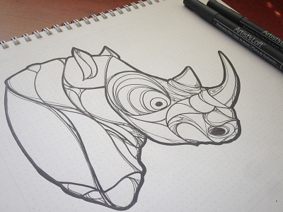 Horns animals drawing exploration illustration ink lines rhino sketch