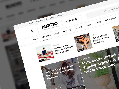 Blogyo blog magazine news newspaper premium psd