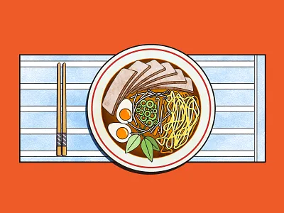 Pho - Vietnamese Noodle soup breakfast food illustration noodle pho soup vietnamese