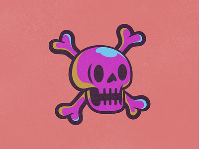 Skully Crossbones bold crossbones illustration retro skull