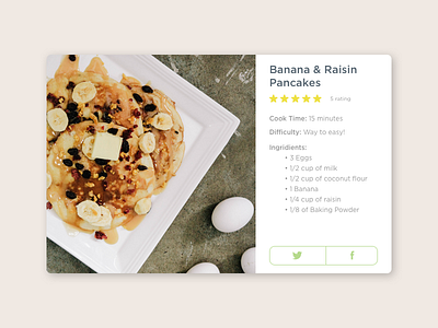 010 - Daily UI daily dailyui facebook ingredient pancakes recipe share social twitter ui