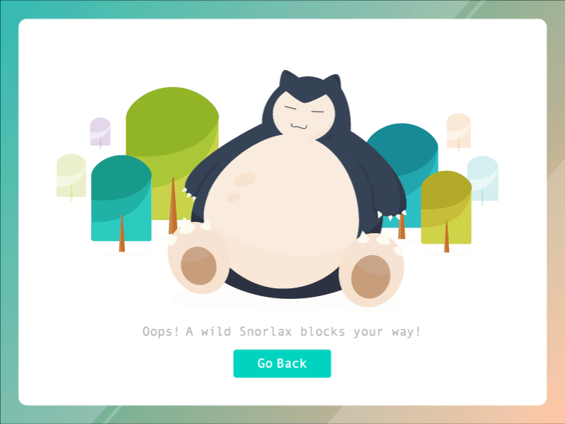 Daily UI 008 - 404 error page 404 8 daily ui challenge error experiment pokemon snorlax