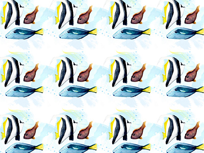Summer Fishes fish illustration pattern summer watercolor