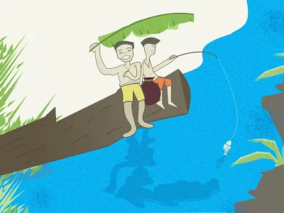 Children's fishing in backwater lake. adventure place backwater children fishing fishing forest lake view nature in village